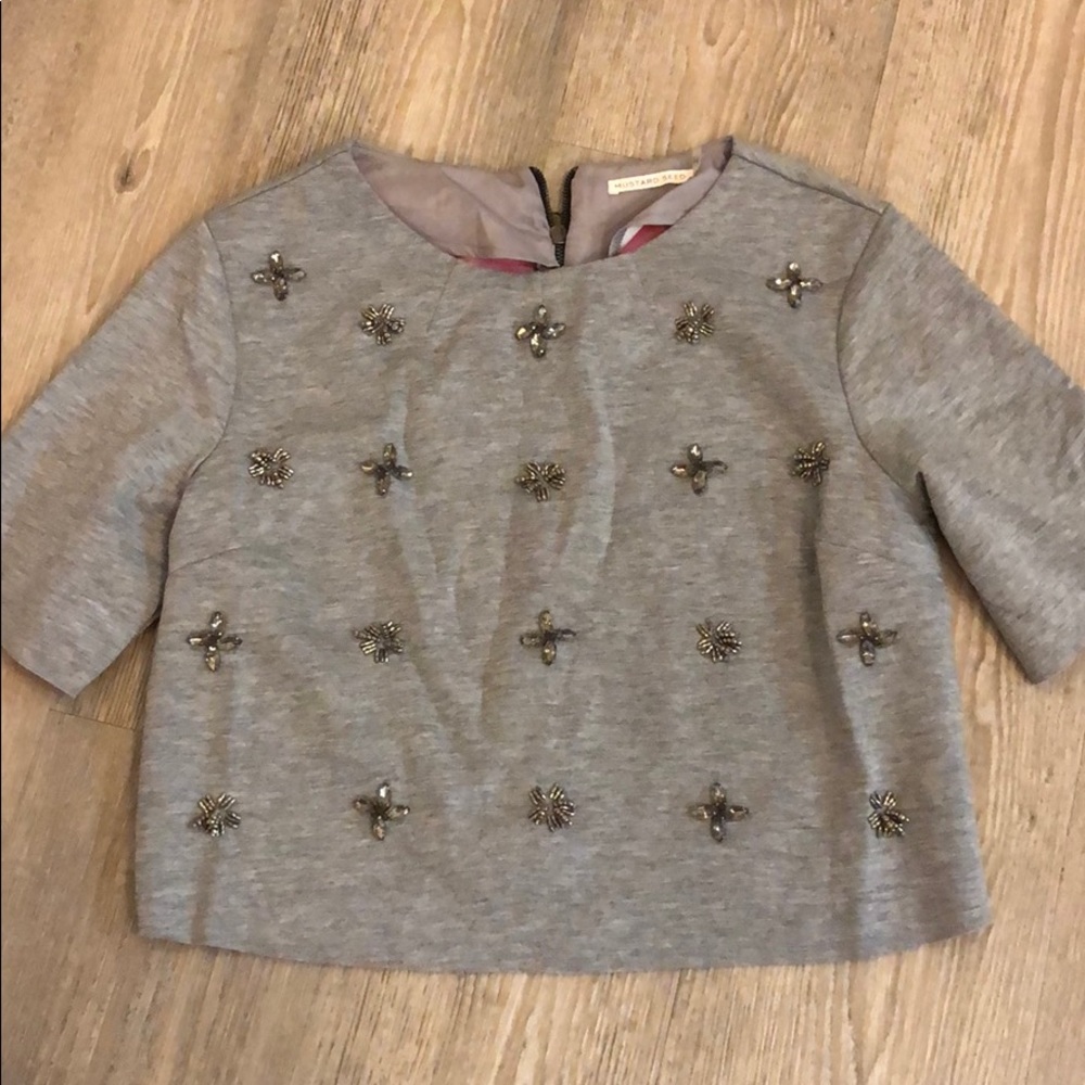 Gray jeweled crop top S